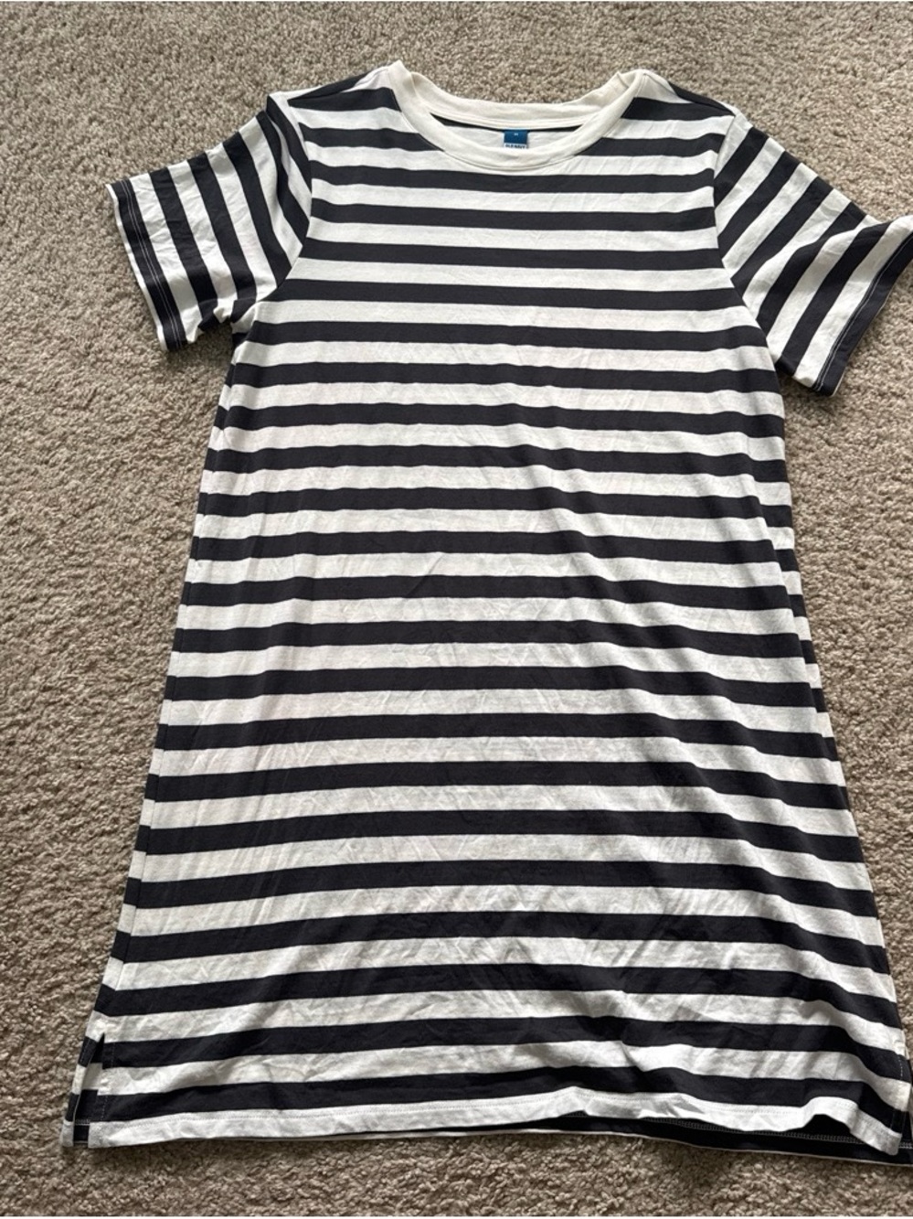 Old Navy Gray and White Striped Tee Shirt Dress